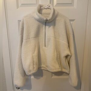Abercrombie and Fitch Women’s Sherpa Fleece Half Zip Pullover Cream Size L